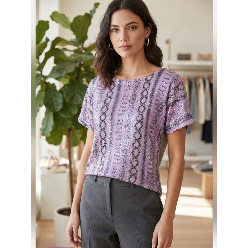 T-Bags Los Angeles Women's Purple Snakeskin Top Size Small